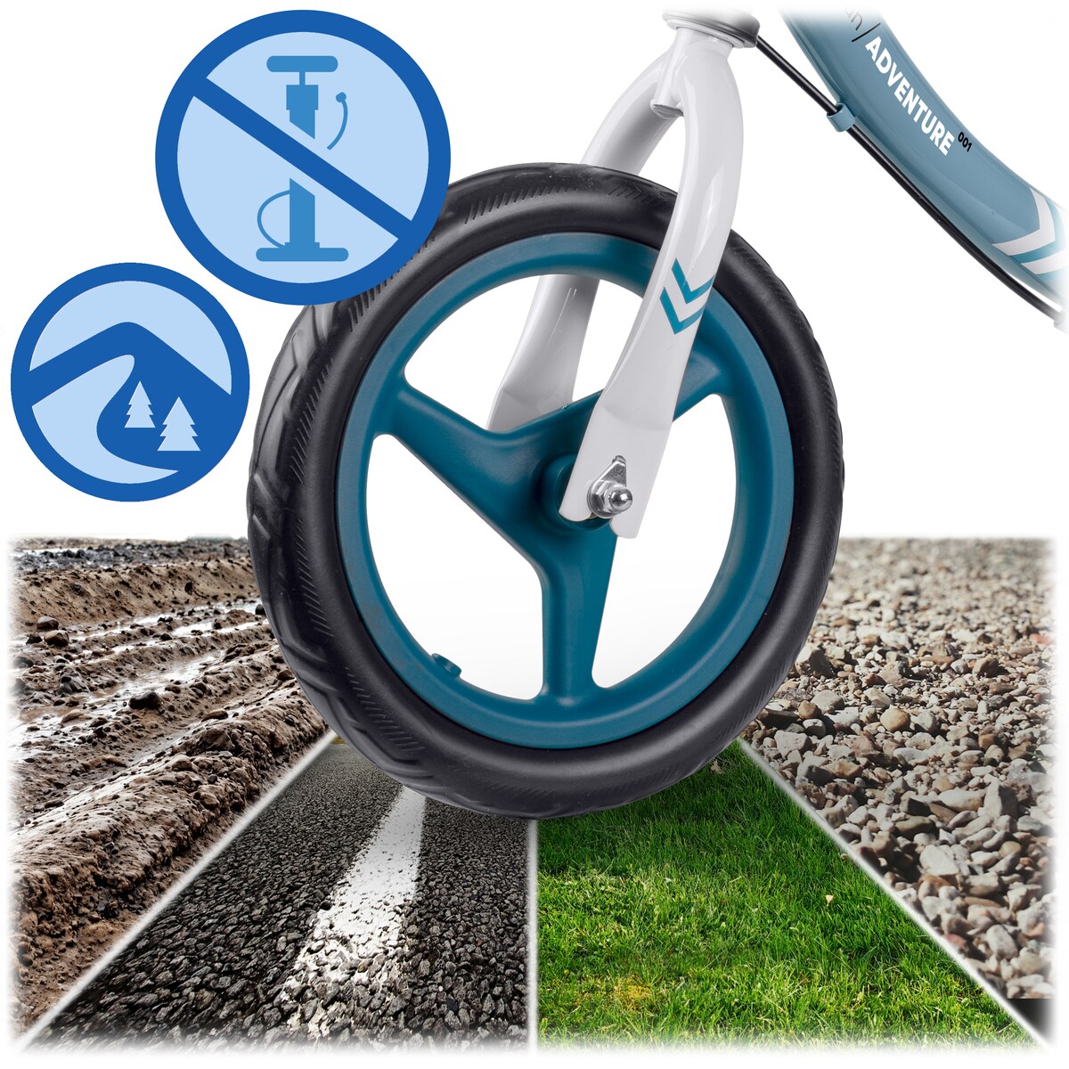 Rowerek biegowy dla dzieci rower dziecięcy lekki Fun Adventure Ricokids niebiesko-biały