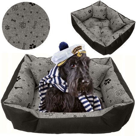 Legowisko Dla Psa Kanapa Posłanie 100X75 Cm Wodoodporne Poduszki Pikowane Kość Czarna