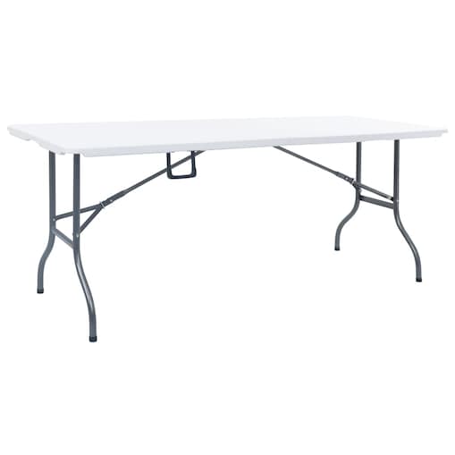 vidaXL Składany stół ogrodowy, biały, 180x72x72 cm, HDPE