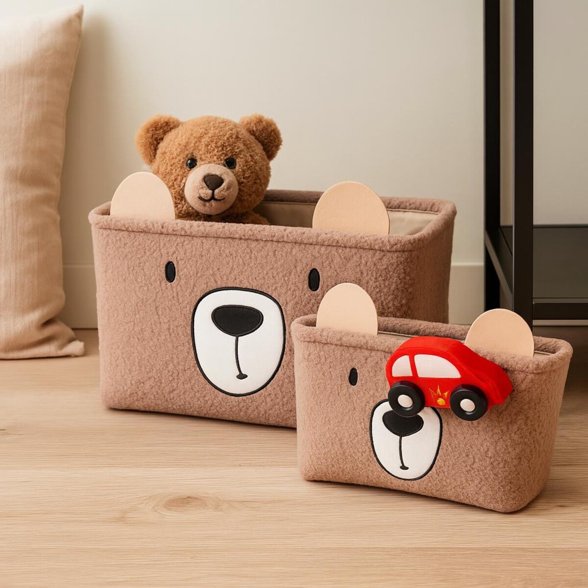 Pluszowe koszyki na zabawki NIMI, 2 pojemniczki
