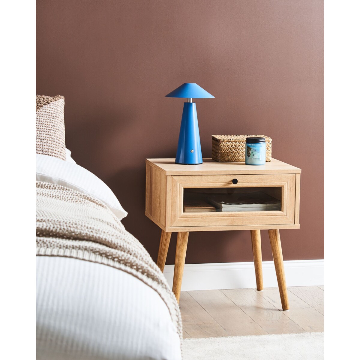 Szafka nocna 1 szuflada ALBANY Jasnobrązowy