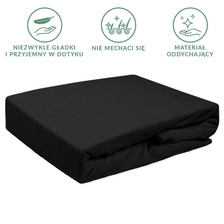 Prześcieradło frotte z gumką 180x200 kolor czarny