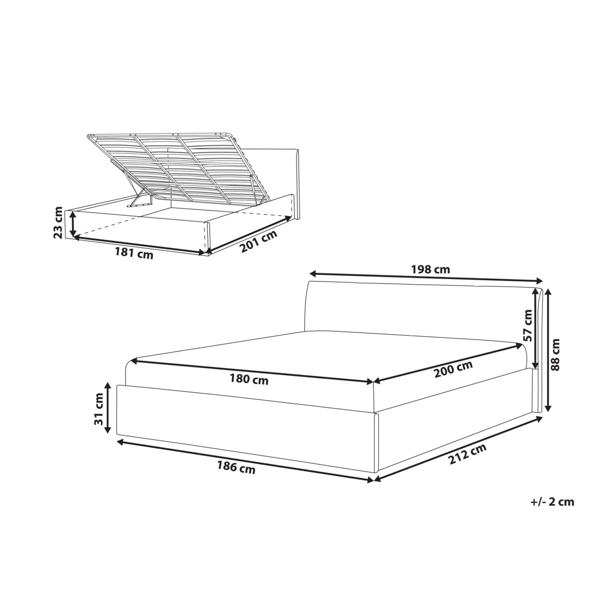 Łóżko z pojemnikiem Boucle ORBEY 180 x 200 cm Beżowy