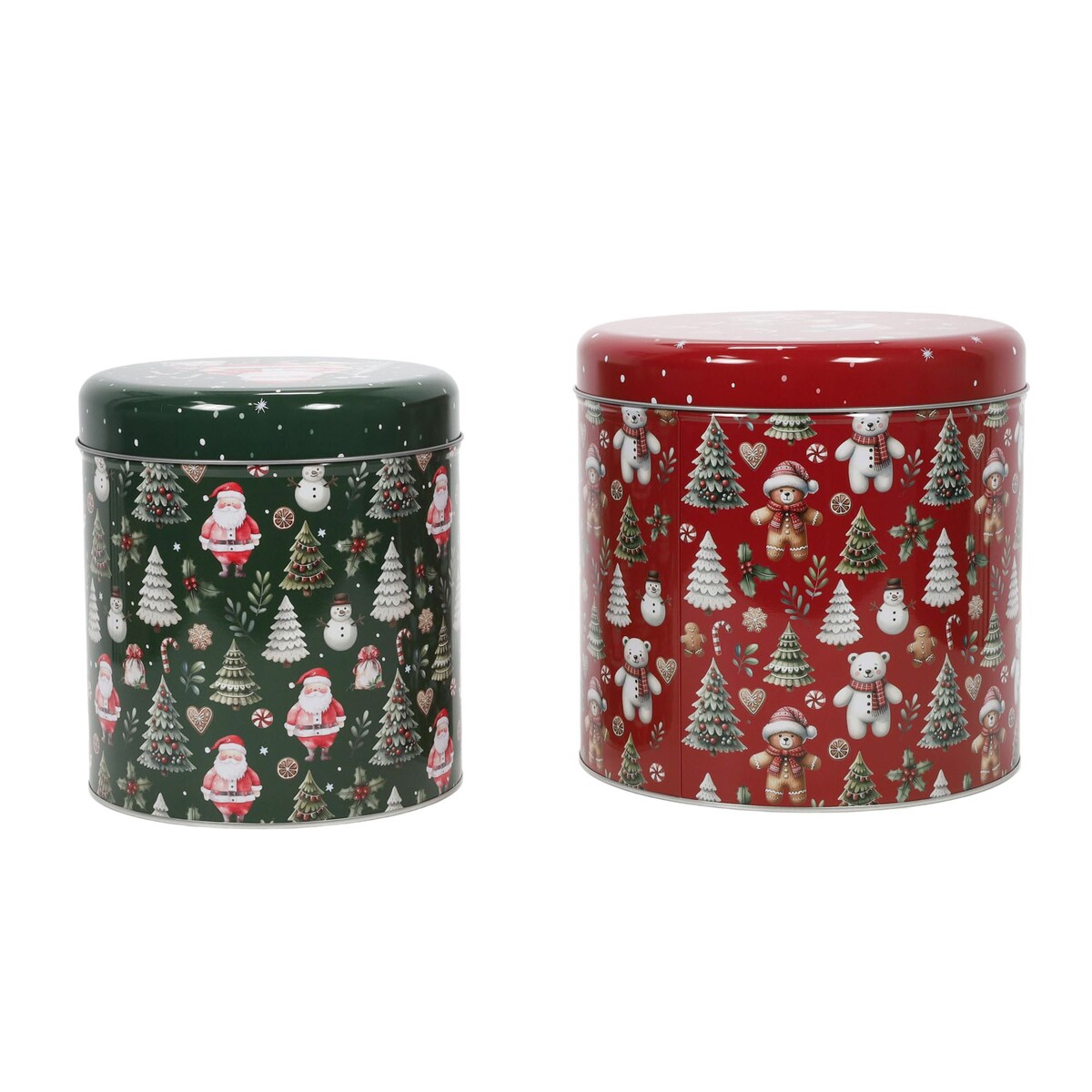 Świąteczny zestaw metalowych pojemników w różnych rozmiarach, 2 szt.