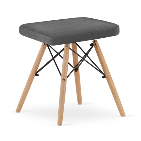 Taboret Werk - Szary Aksamit / Nogi Naturalne X 3