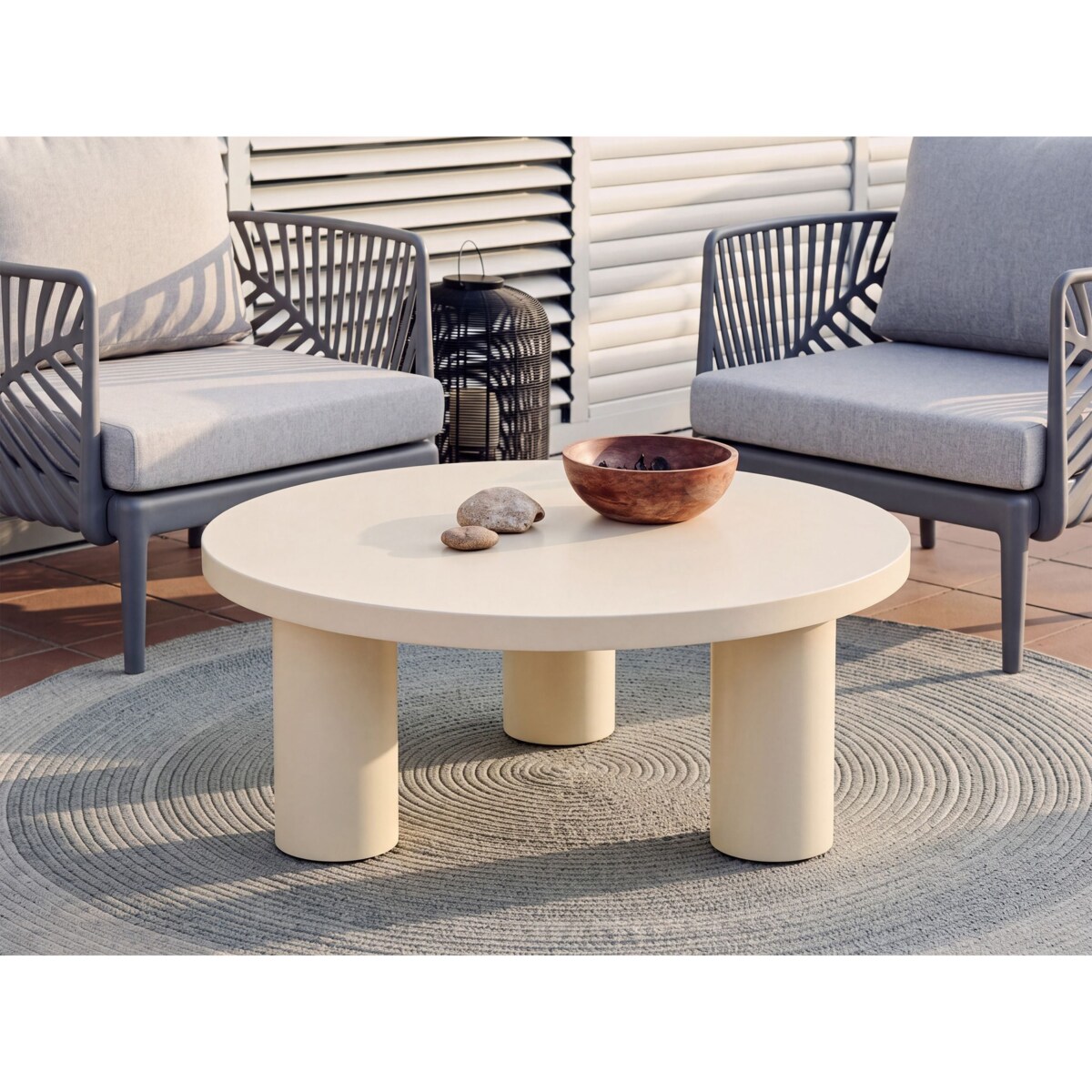 Stolik kawowy ogrodowy VIPITENO 80 cm 80 cm Metal Beżowy
