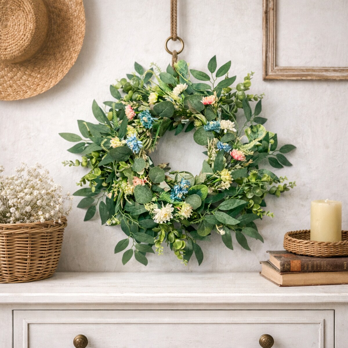 Wianek wiosenny DALIA 45 cm stroik wielkanocny