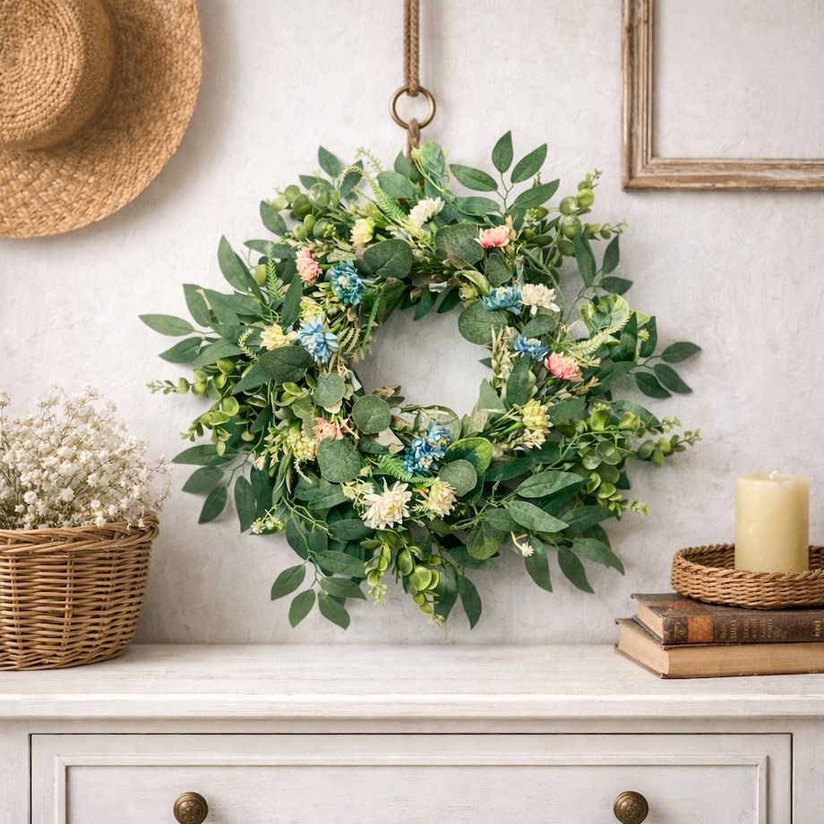 Wianek wiosenny DALIA 45 cm stroik wielkanocny