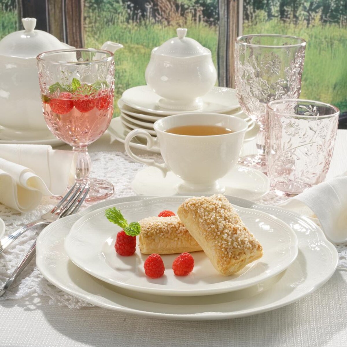 VILLA ITALIA Kieliszki do wody turkusowe 280 ml 6 sztuk MERIDA