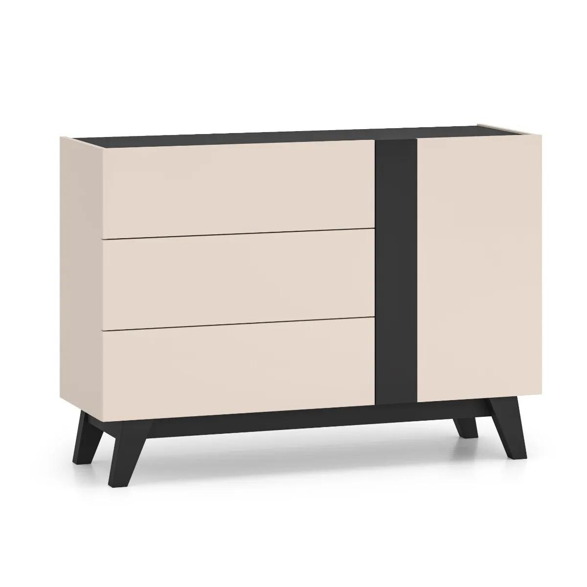 Komoda FREYA 04 1D3S 120 kaszmirowa/czarna