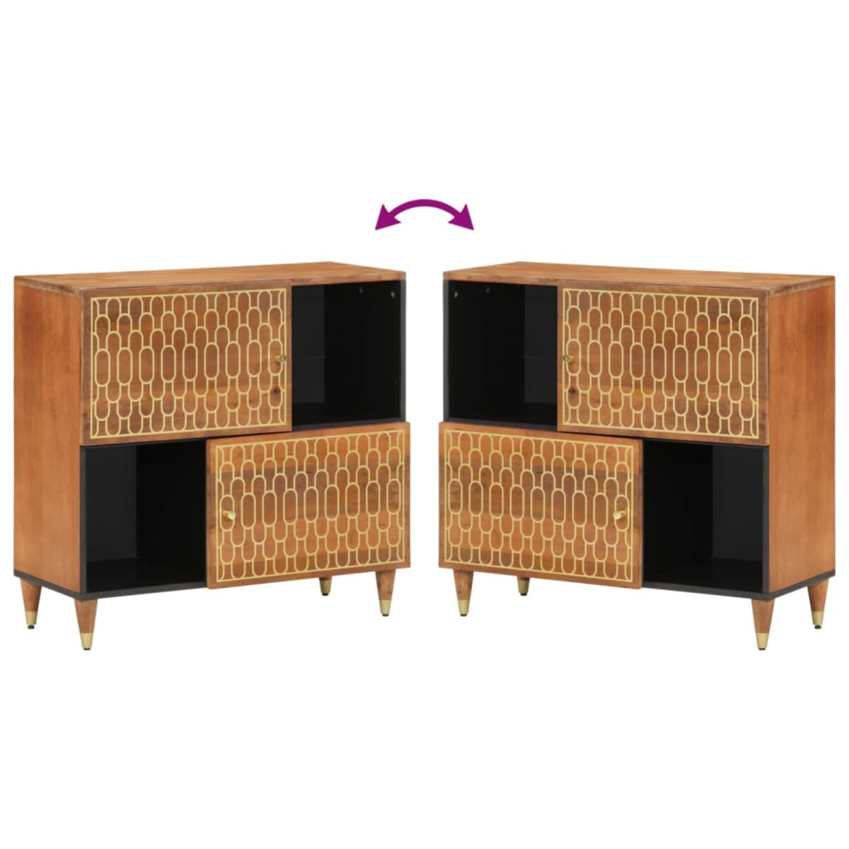 vidaXL Szafka, 80x33x75 cm, lite drewno mango