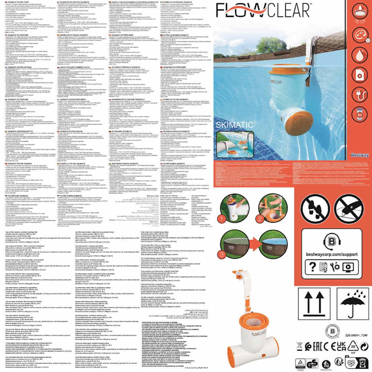 Bestway Pompa filtrująca Flowclear Skimatic do basenu, 3974 L/h, 58469