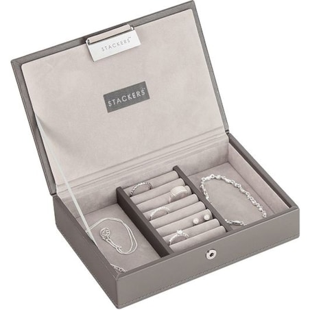 Szkatułka na biżuterię Stackers mini szarobrązowa z pokrywką