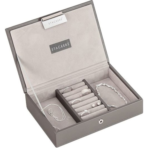 Szkatułka na biżuterię Stackers mini szarobrązowa z pokrywką