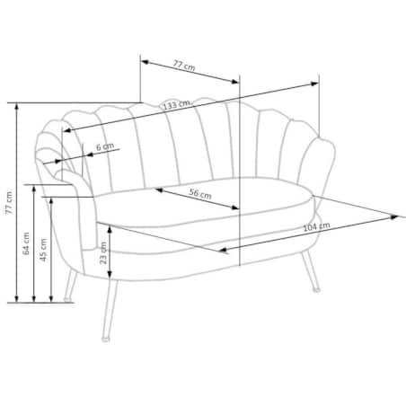 SOFA MUSZELKA Florecja zielona AKSAMITNA TAPICERKA złote nogi