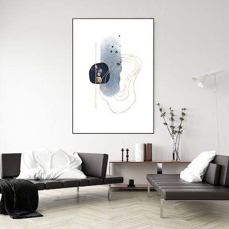 plakat abstract blue and gold no 3 21x30 cm