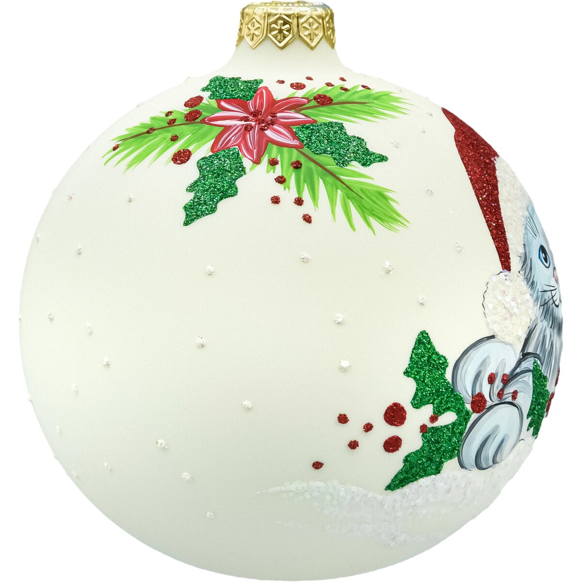 Bombka okrągła: Kotek w czapce Mikołaja