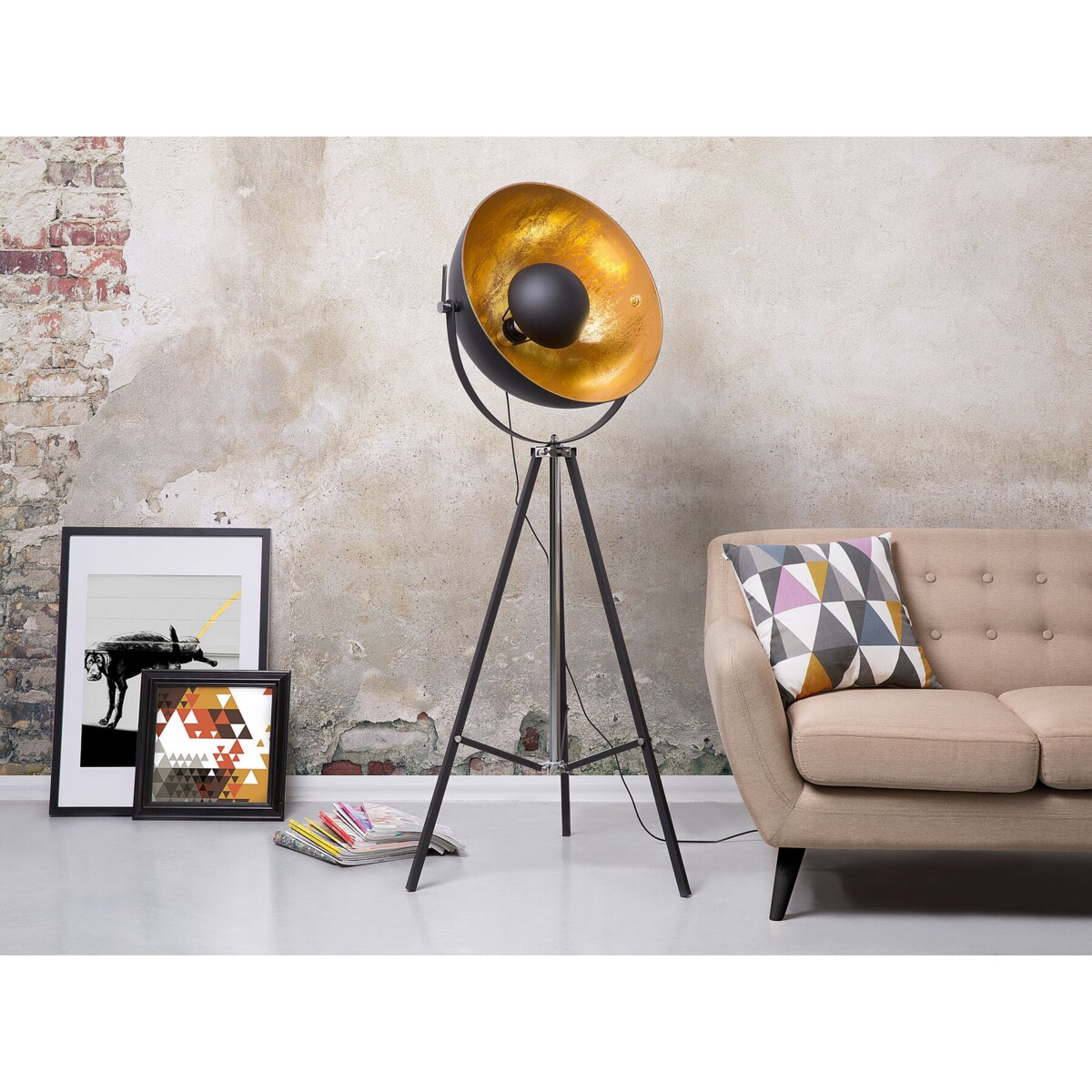 Lampa podłogowa metalowa czarno-złota THAMES II