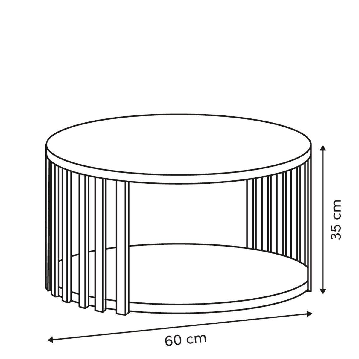 Stolik kawowy lamele, okrągły SLAT, 60 cm