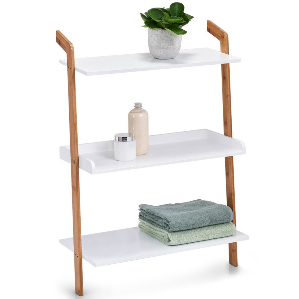 Półka z włókna bambusowego, regał ścienny z 3 półkami, ZELLER