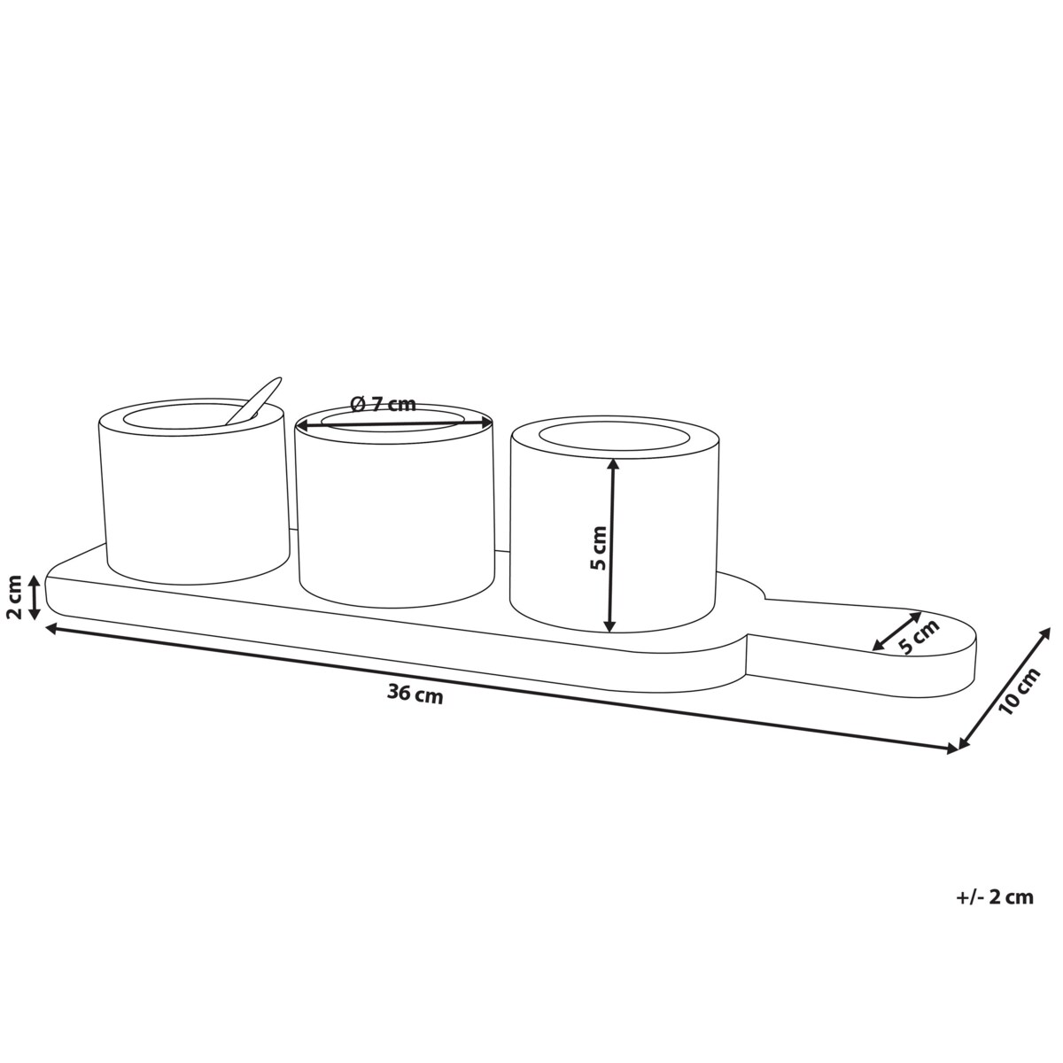 Zestaw 3 miseczek z marmuru z łyżeczką i tacą wielokolorowy PATRAS