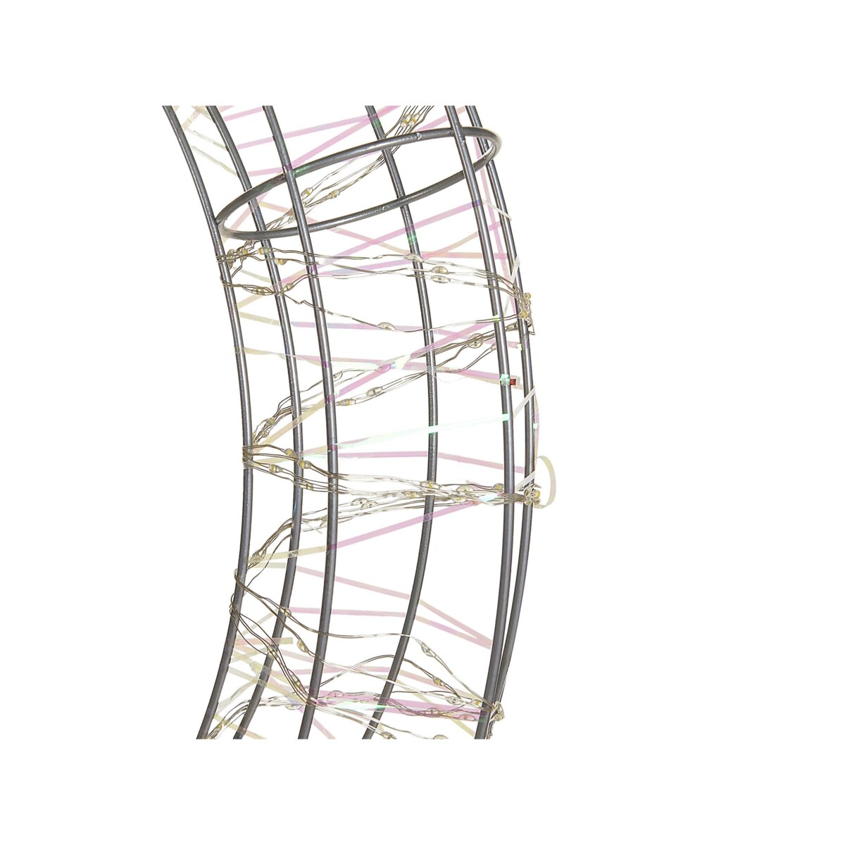 Dekoracja ogrodowa wisząca LED wieniec metalowy 55 cm srebrna KOPPELO