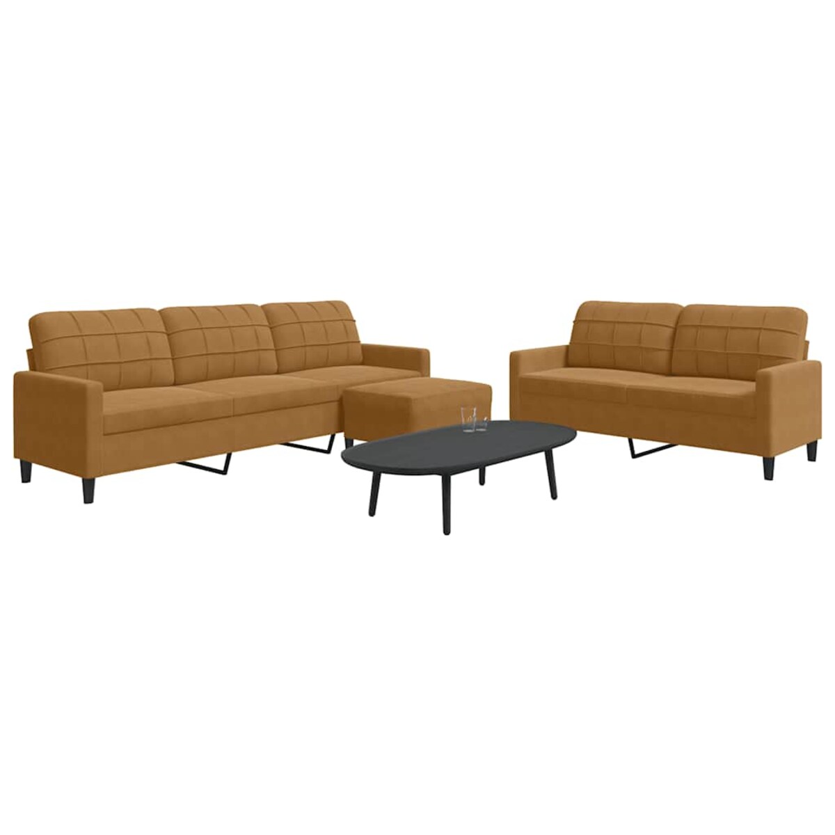 vidaXL 3-częściowy komplet wypoczynkowy, obity aksamitem, brązowy