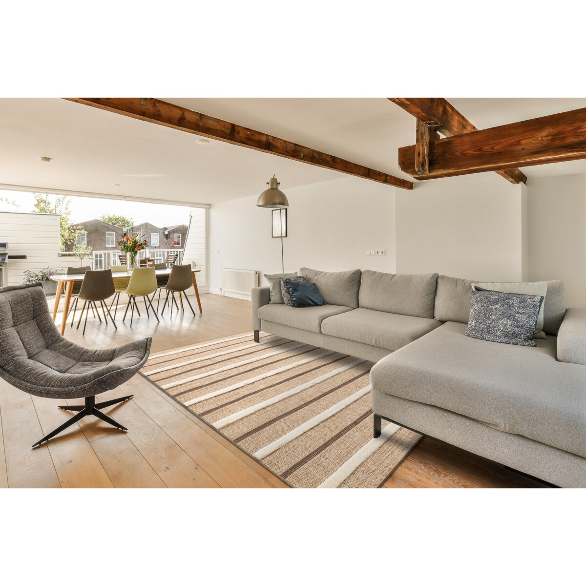 Dywan SPARK 0686A beż / krem - Linie, sizal, 160x220 cm