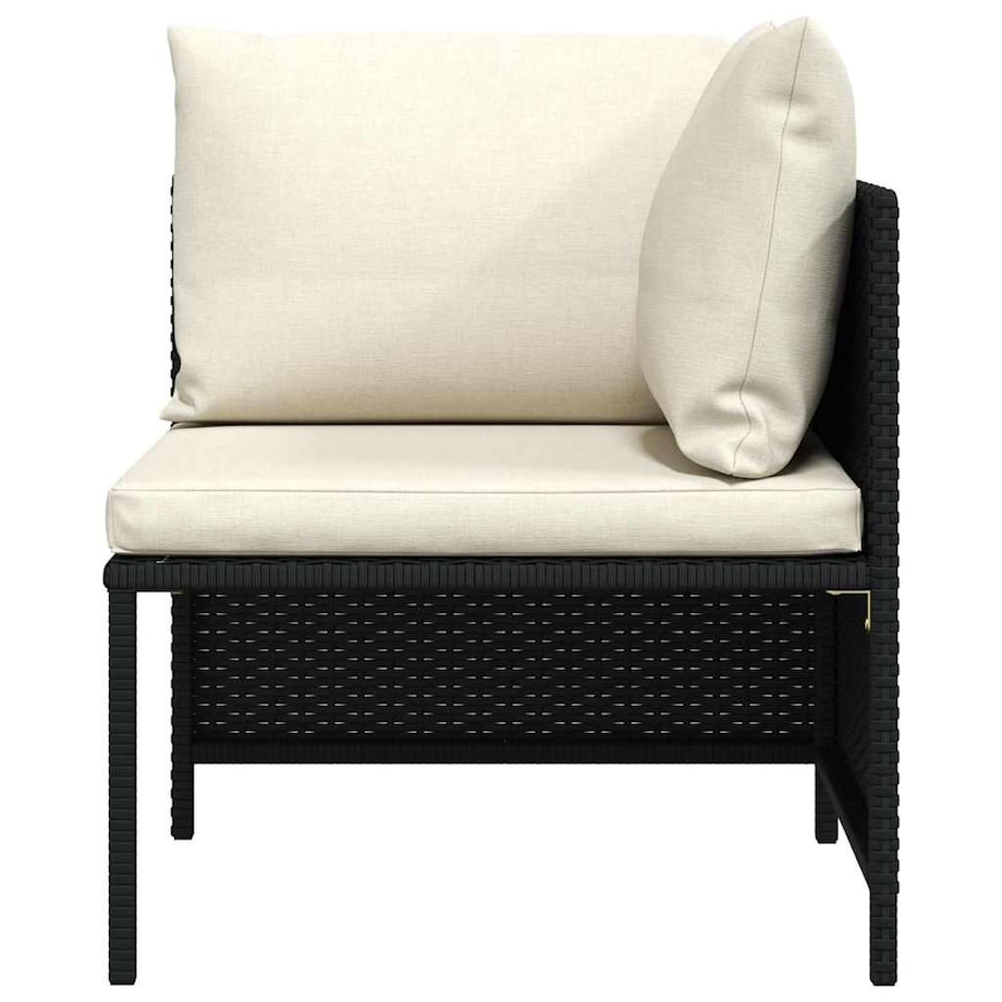 vidaXL Narożna sofa modułowa z poduszką, polirattan, czarna