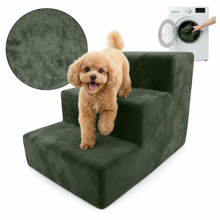 Schodki dla psa kota khaki 3 stopniowe Magic Velvet