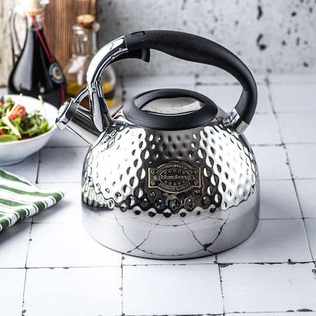 Czajnik stalowy z gwizdkiem 3.0L z grubym dnem srebrny KLAUSBERG