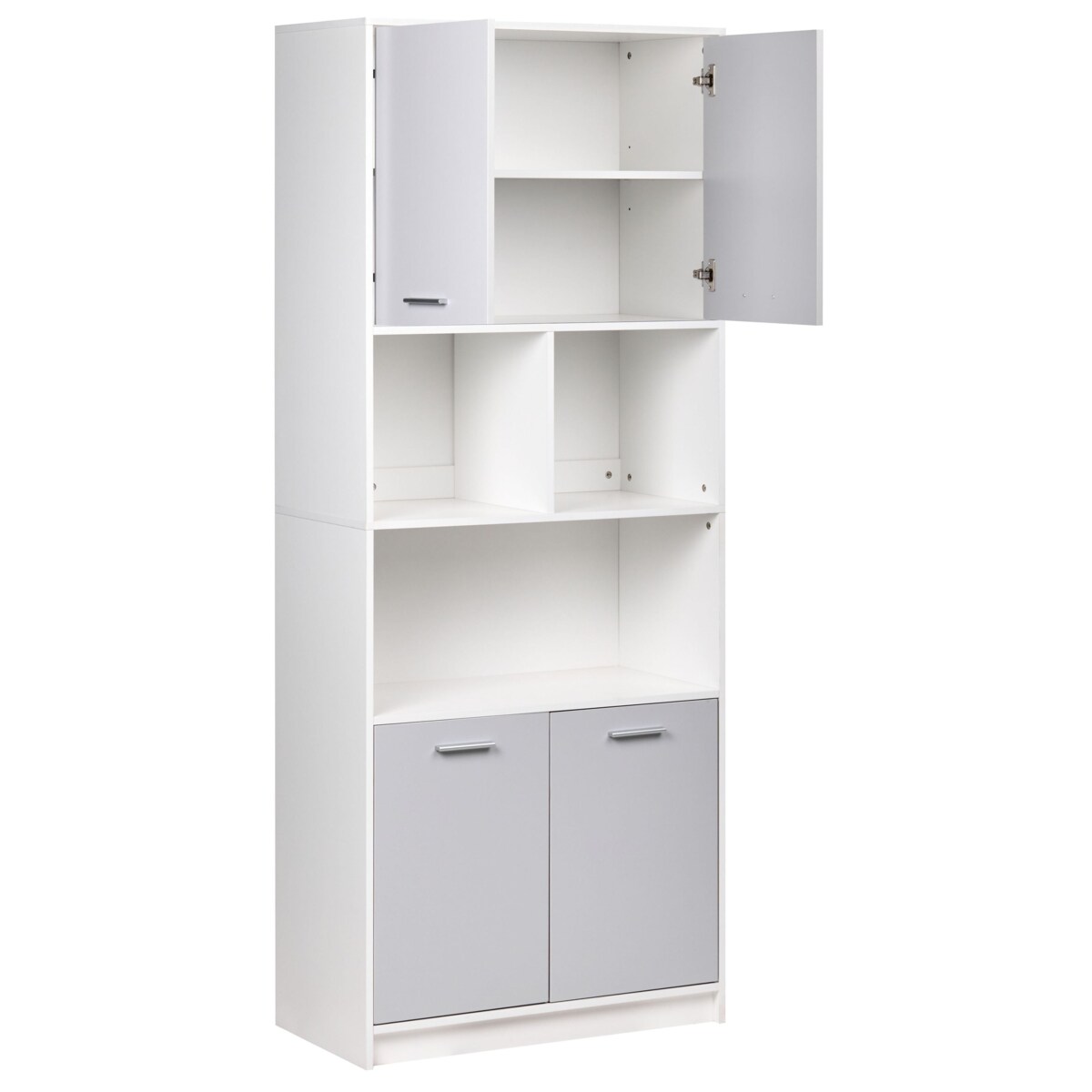 Regał 4-drzwiowy ZEHNA Szary/ biały