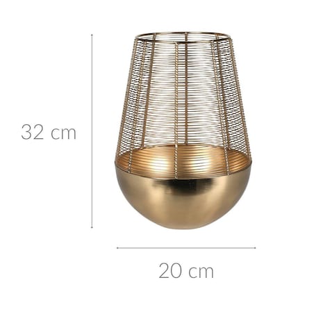Złoty lampion na świeczkę, metalowy