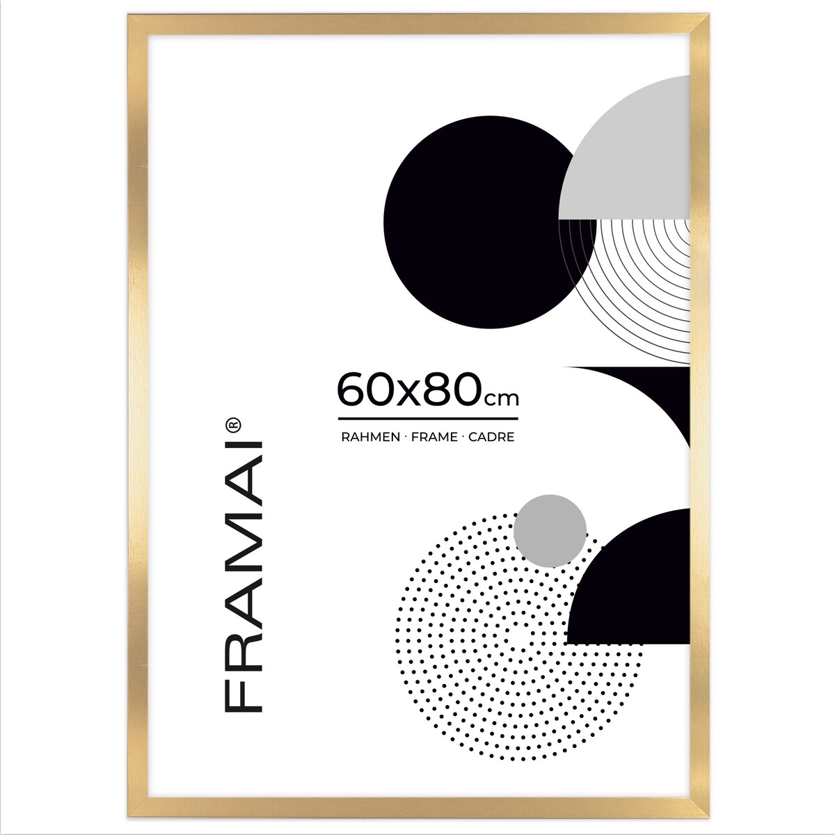 Ramka na zdjęcia 60x80 cm złota rama MDF z plexi do powieszenia pion poziom klasyczna prostokątna ramka FRAMAI®