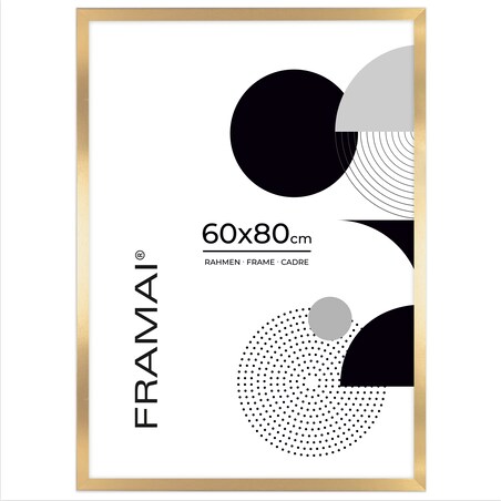 Ramka na zdjęcia 60x80 cm złota rama MDF z plexi do powieszenia pion poziom klasyczna prostokątna ramka FRAMAI®