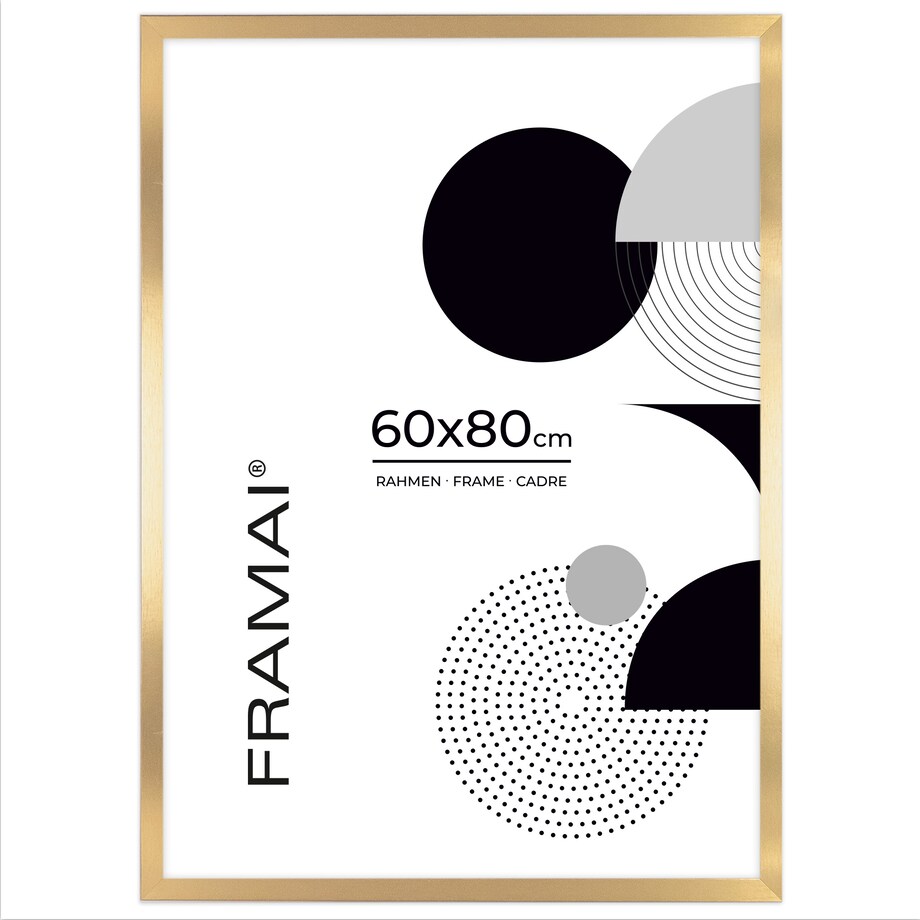 Ramka na zdjęcia 60x80 cm złota rama MDF z plexi do powieszenia pion poziom klasyczna prostokątna ramka FRAMAI®
