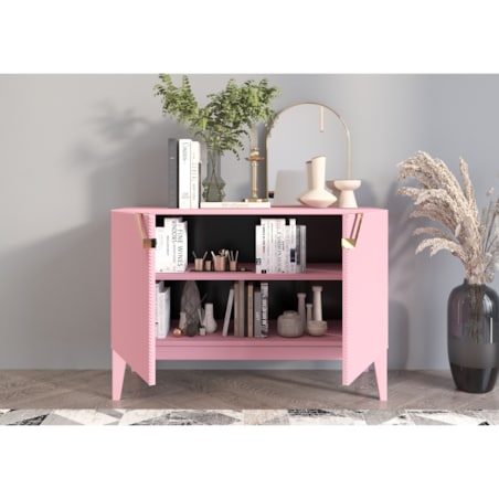 Drewniana komoda Visby DEMI LONG 2D / kolor pudrowy róż / szer. 100,5 cm