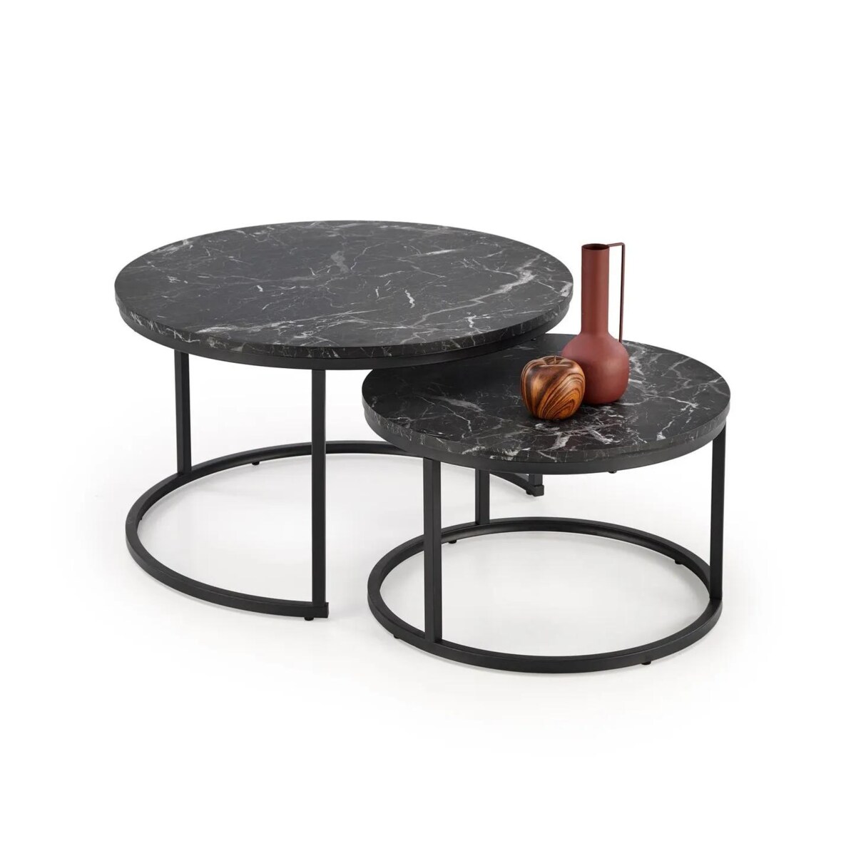 Zestaw 2 stolików JAVA czarny marmur