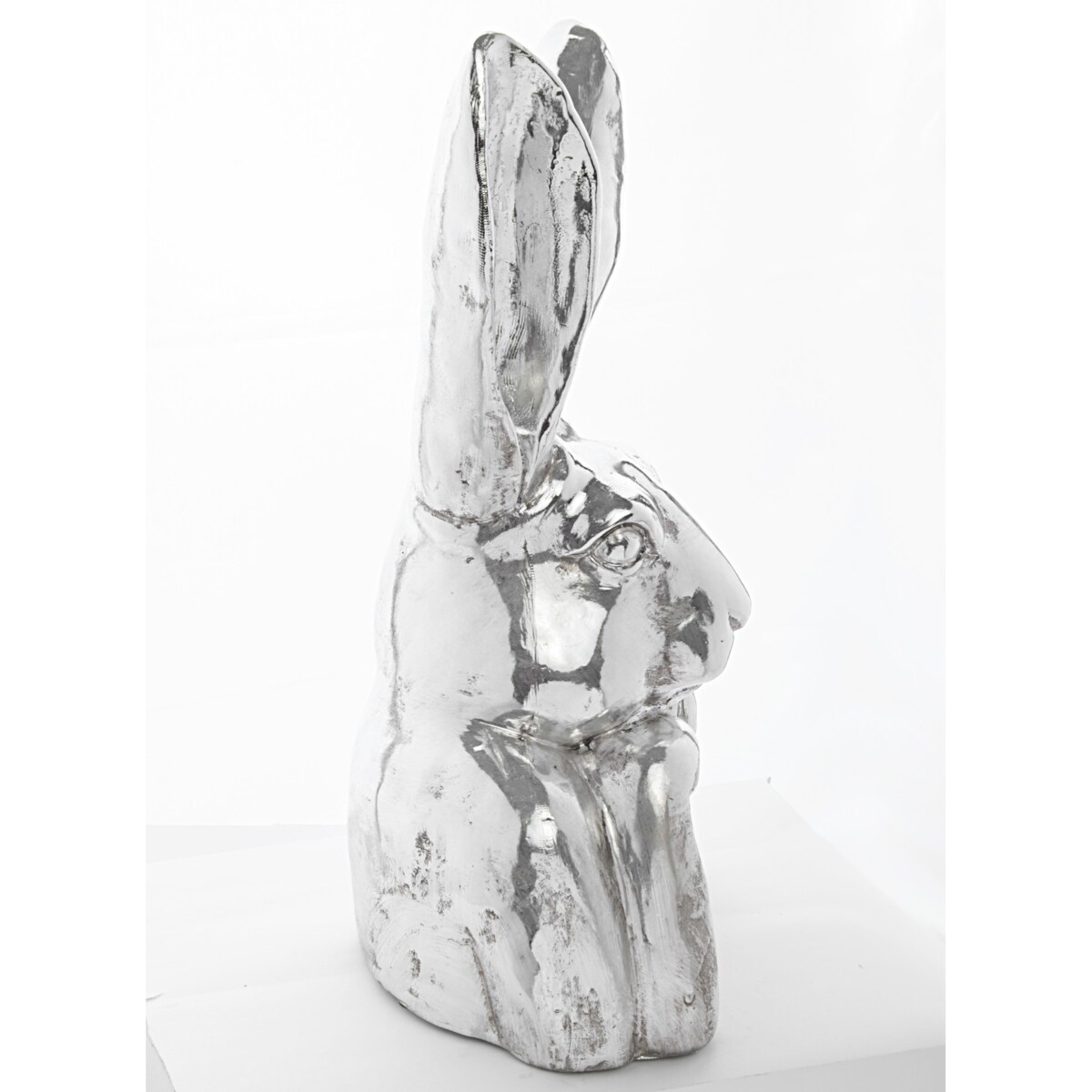Figurka zamyślony królik 48x26x19,5 cm PREMURA srebrny