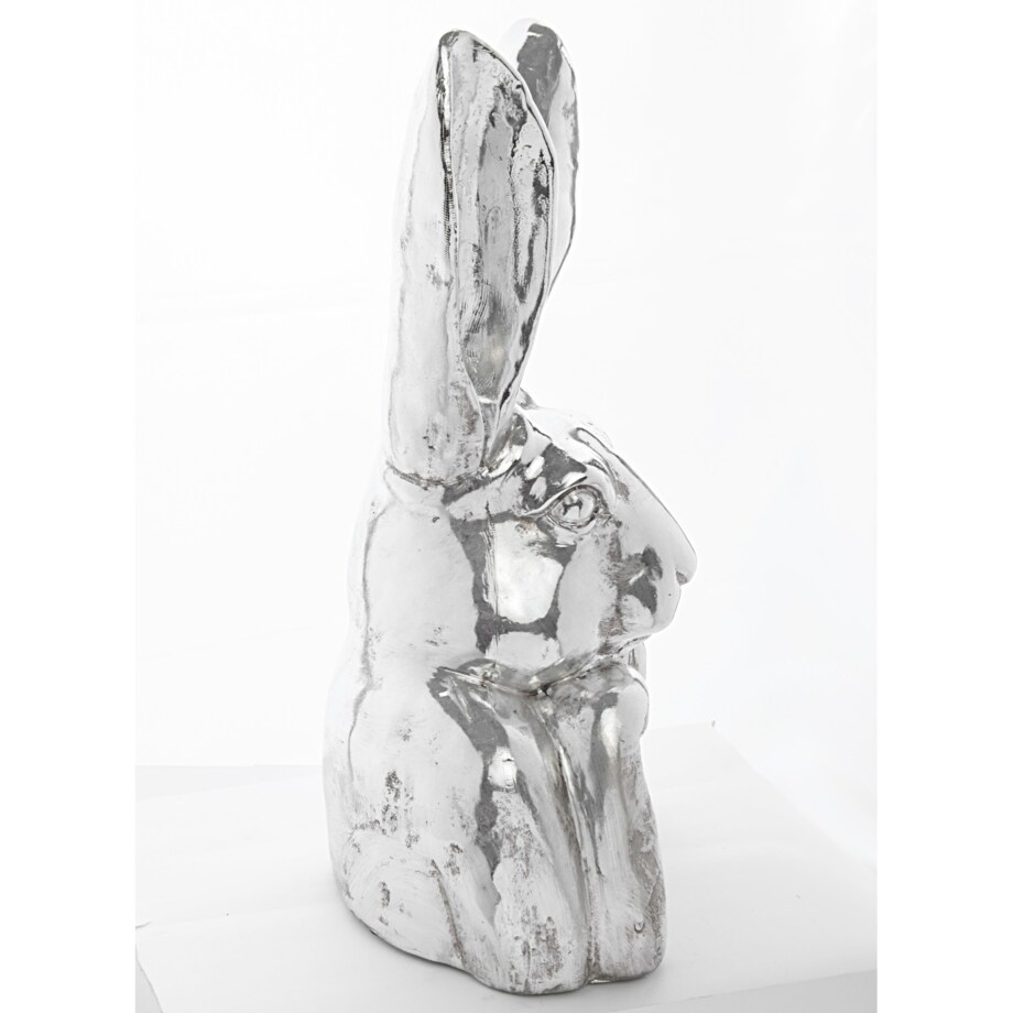 Figurka zamyślony królik 48x26x19,5 cm PREMURA srebrny