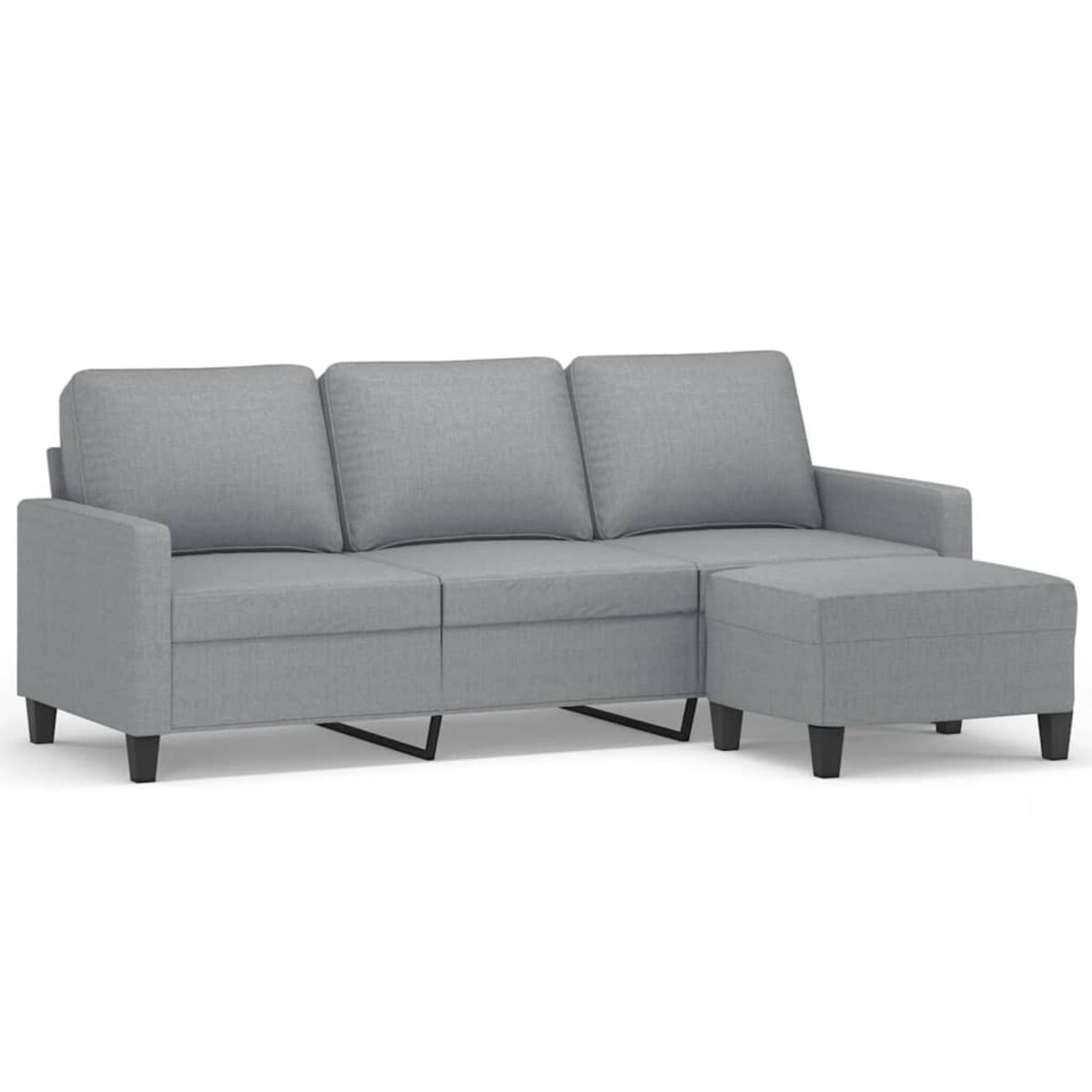 vidaXL 3-osobowa sofa z podnóżkiem, jasnoszara, 180 cm, tkaniną