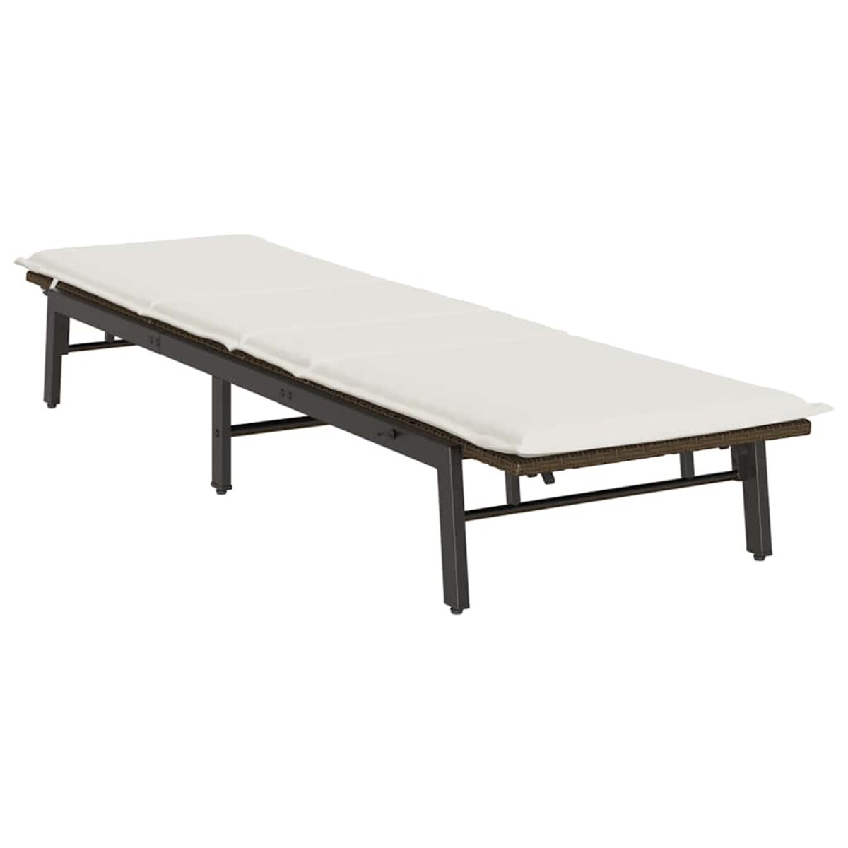 vidaXL Leżak z poduszką, brązowy, polirattan