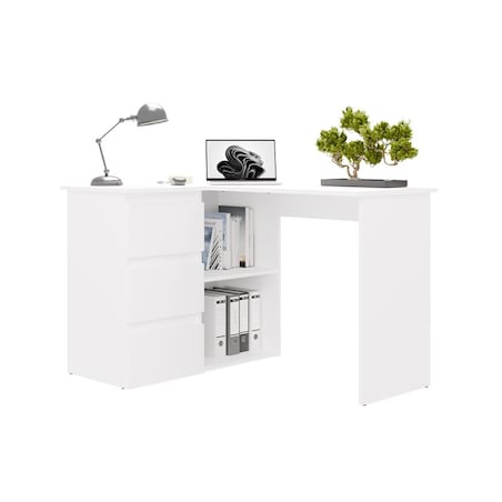 Biurko narożne Nicea lewe białe 120x48,5x75 cm 1 szt.