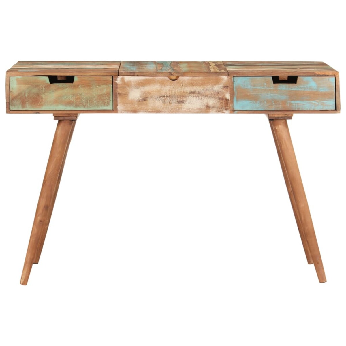 vidaXL Toaletka z lustrem, 112x45x76 cm, lite drewno z odzysku