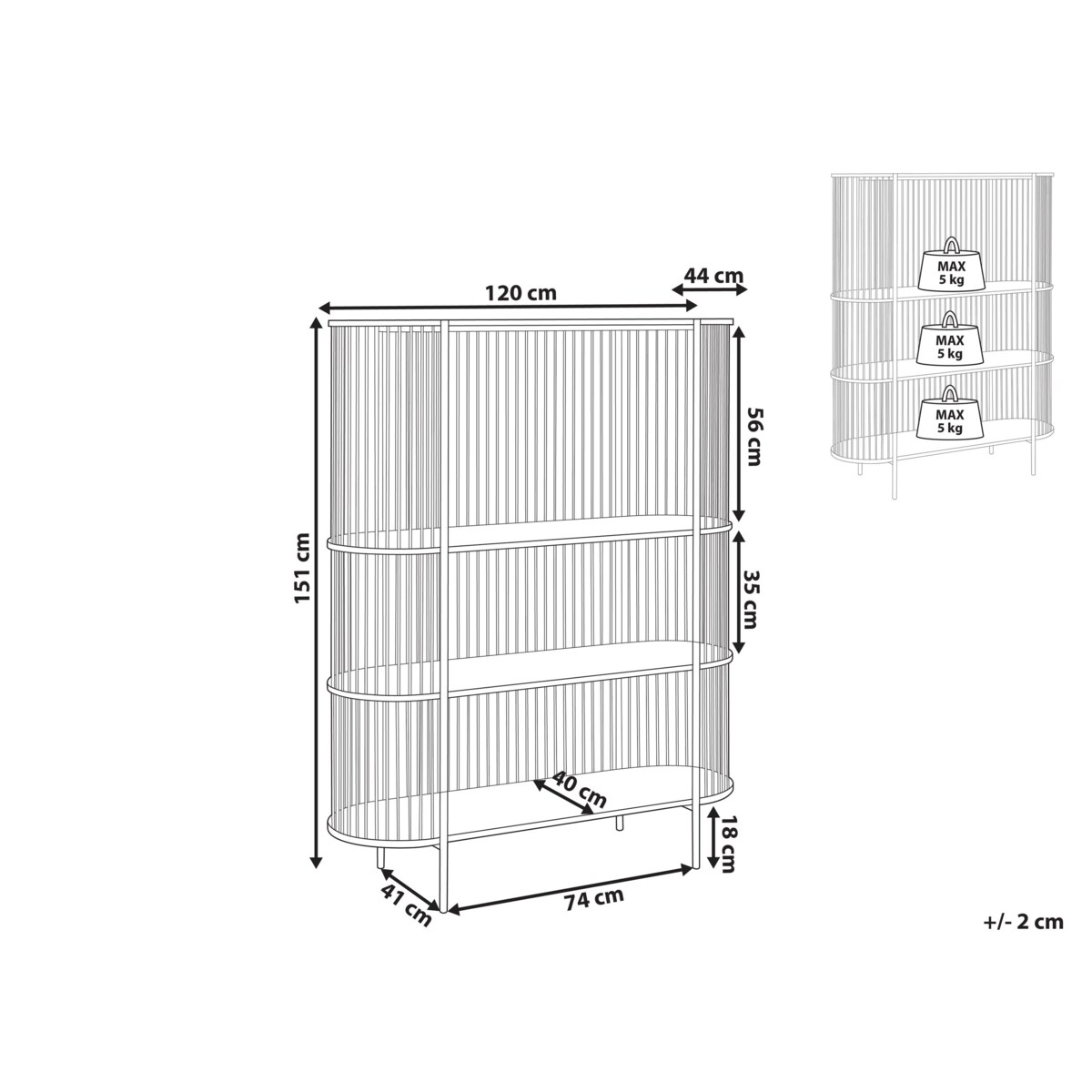 Regał 3 półki BIRSON 151 cm Czarny