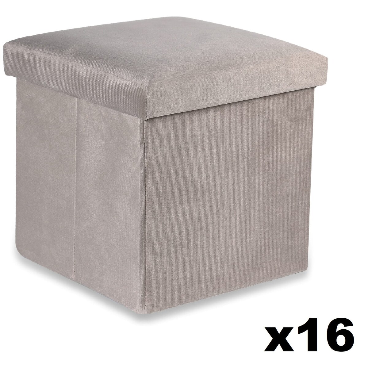 Pufa Składana M - 30X30X30 Cm Aksamit Beż 6