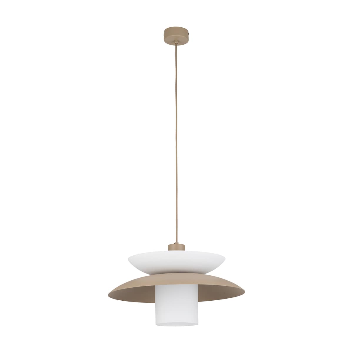 Lampa Wisząca Tk Lighting Verado Beżowa Biała Metalowa Z Kloszem