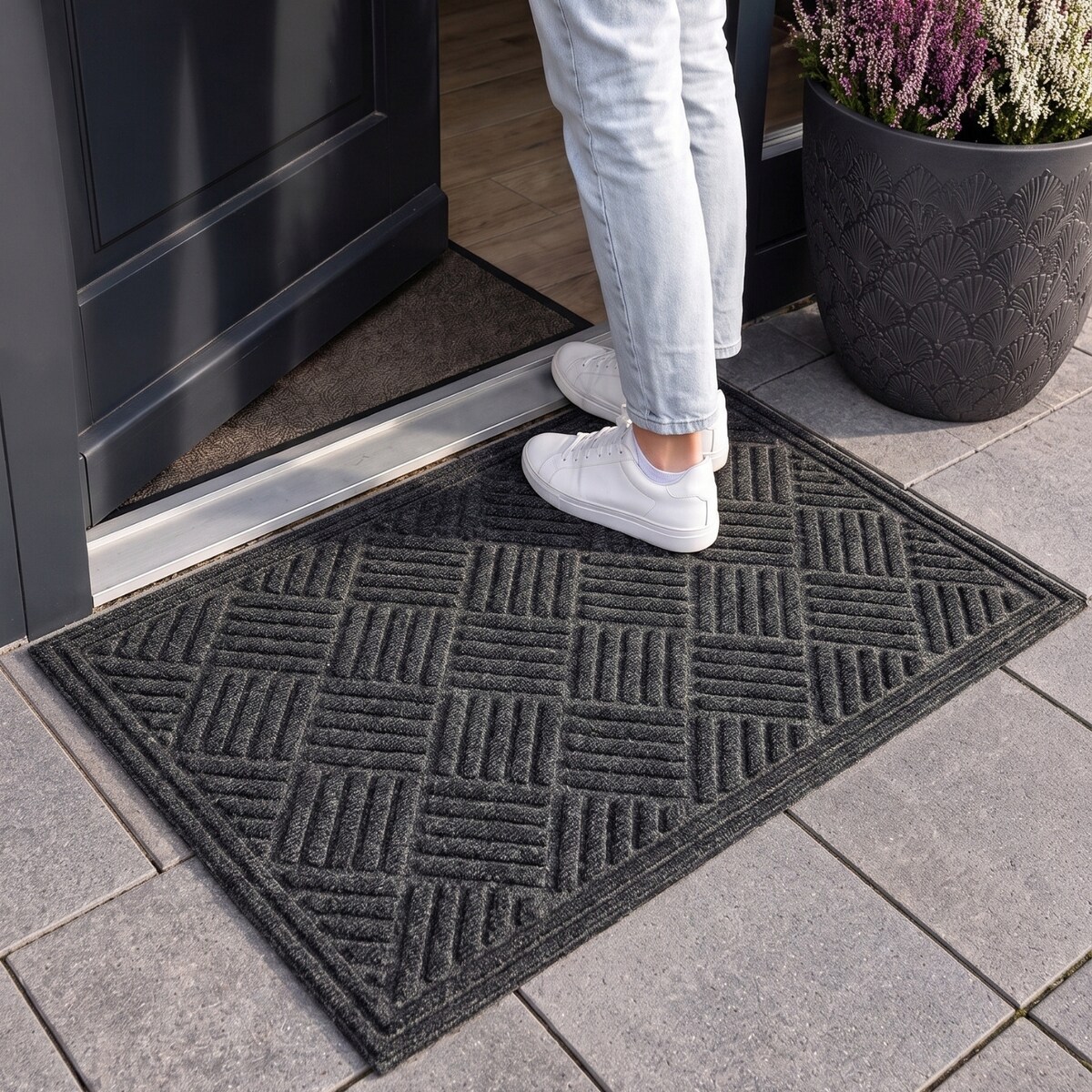 Wycieraczka 60x90cm Contours Parquet Ciemno Szara wewnętrzna, zewnętrzna