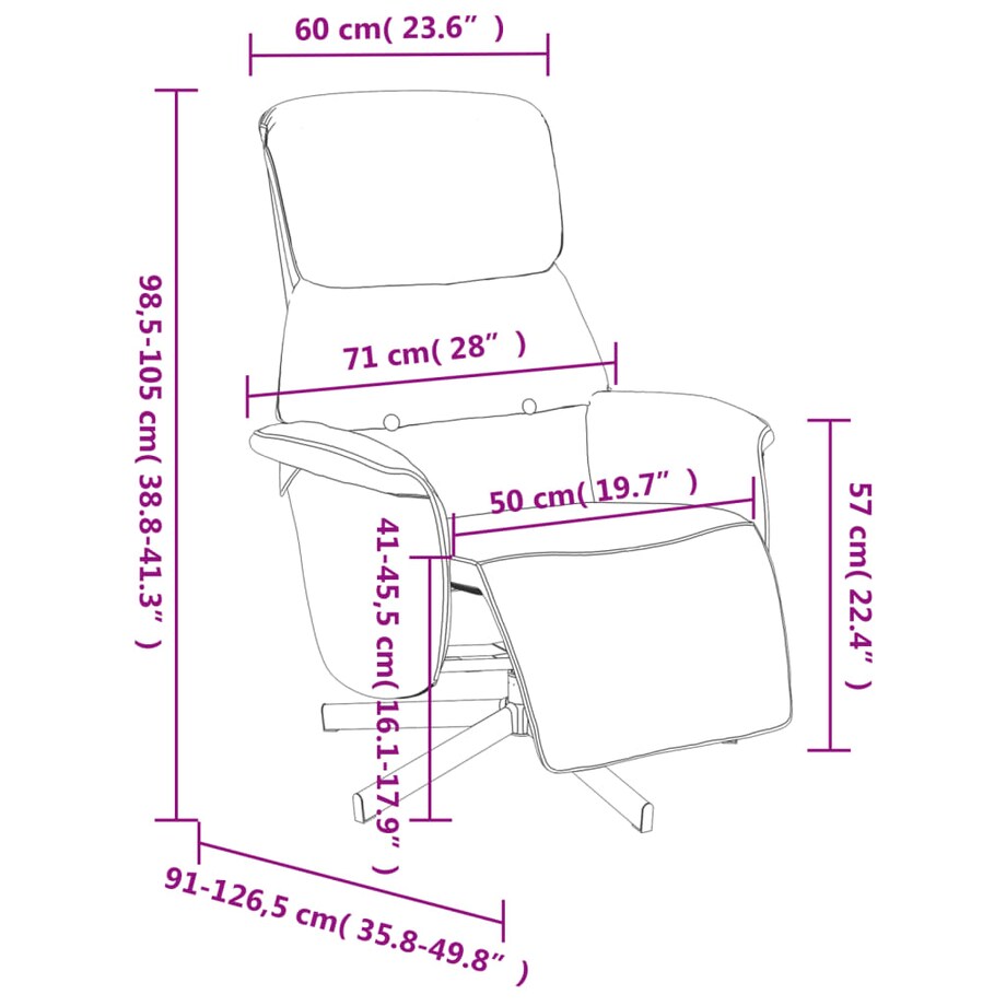 vidaXL Fotel rozkładany z podnóżkiem, kolor taupe, tkanina