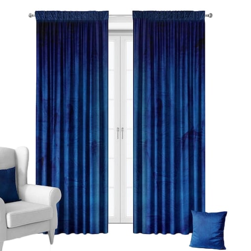 Zasłony gotowe na taśmie welurowe 140x250 niebieskie chabrowe